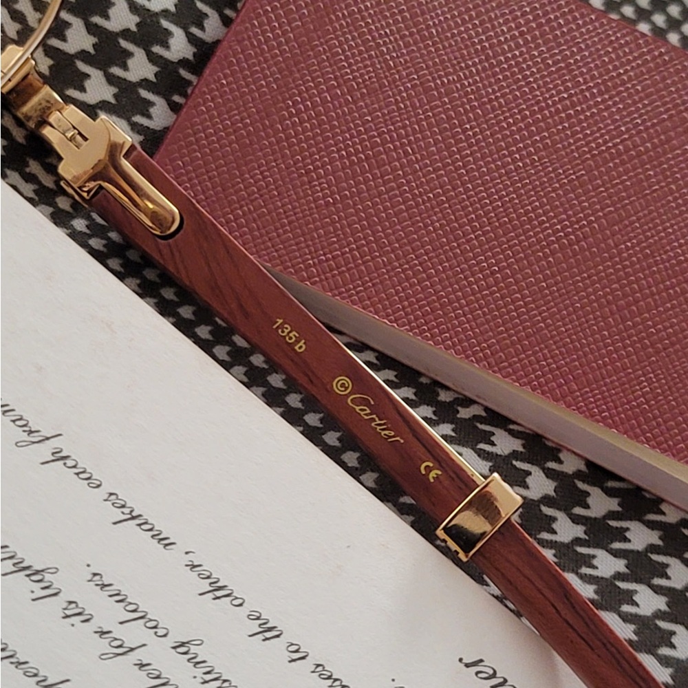 Cartier Gold and Brown Metal Eyeglasses - Picture 8 of 11